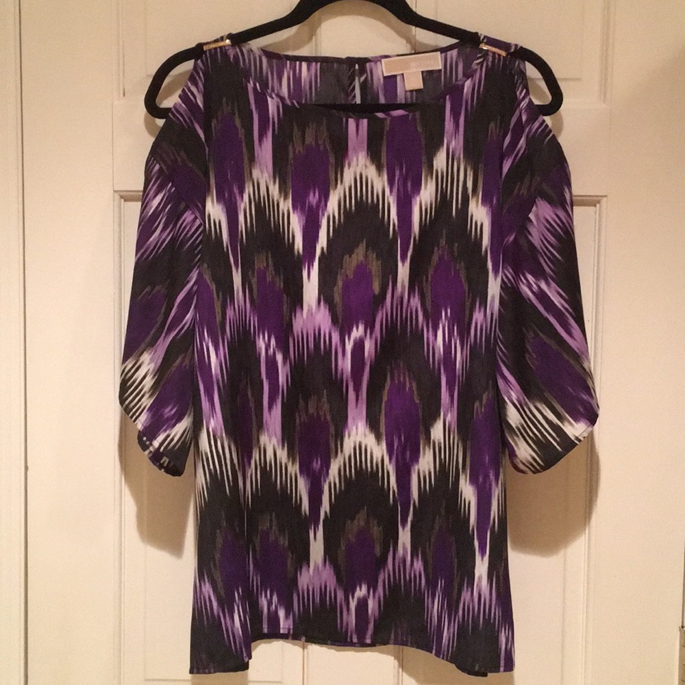 Michael Kors Cold Shoulder Tribal Print Top